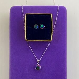 💛 Sterling Silver Mystic Topaz Necklace and Earring Set | Iridescent Color Shift